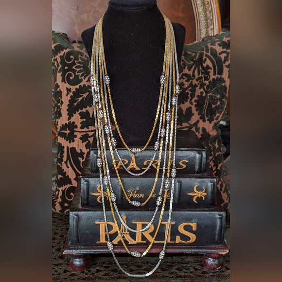 OOAK‼️1973💥💯DIOR GERMANY AUSTRIA CRYSTAL MULTI STRAND RUNWAY NECKLACE - Picture 3 of 11